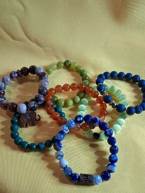 Colorful Beaded Bracelet Stack - Mixed Gemstones